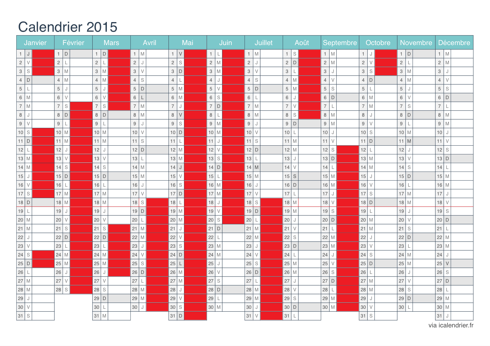 calendrier 2015